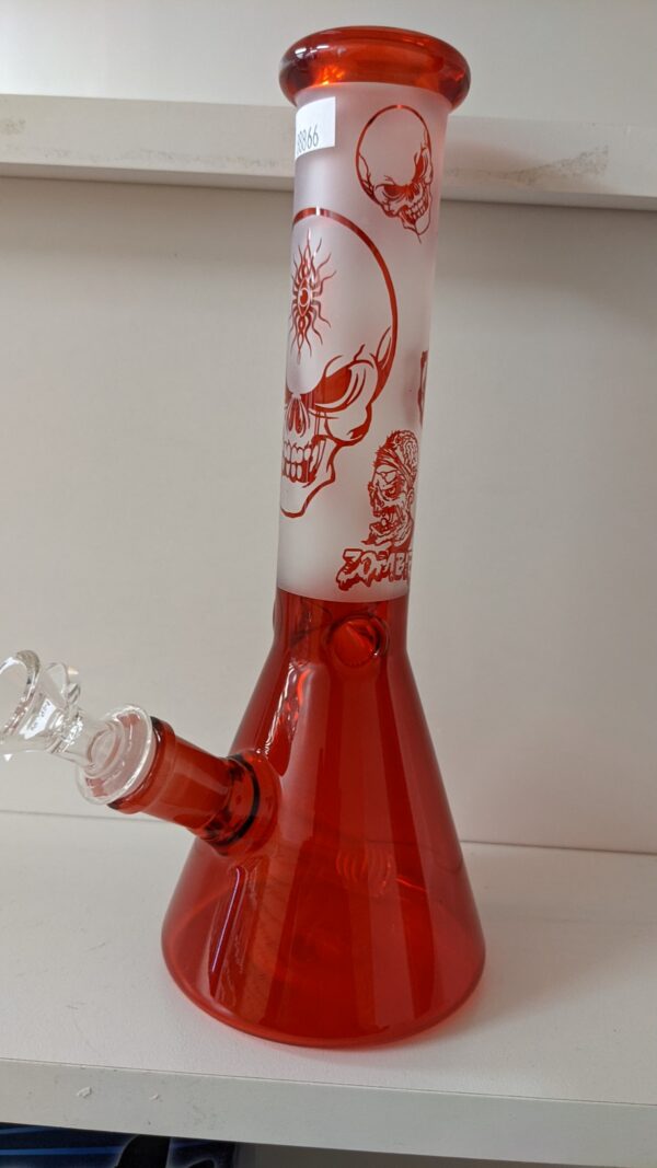 GLASS RED SKULL 10" BONG - Image 2