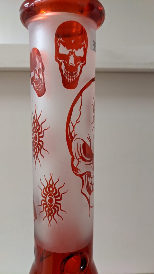 GLASS RED SKULL 10" BONG - Image 3