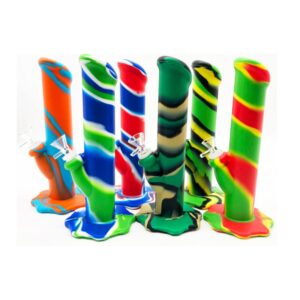 10″ Straight Tube Silicon Bong – Assorted (TX9)