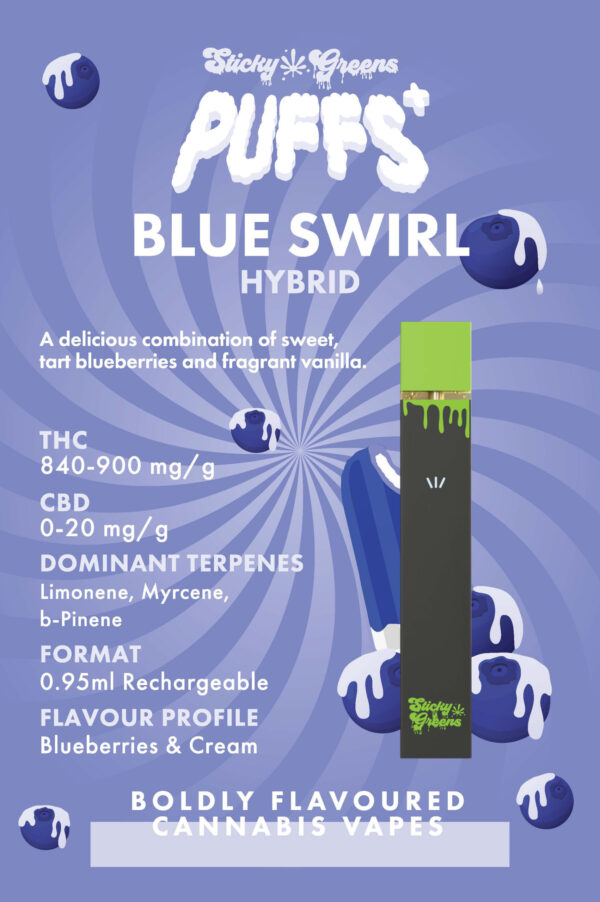 Sticky Greens - Blue Swirl THC Disposable Vape 0.95G - Image 2