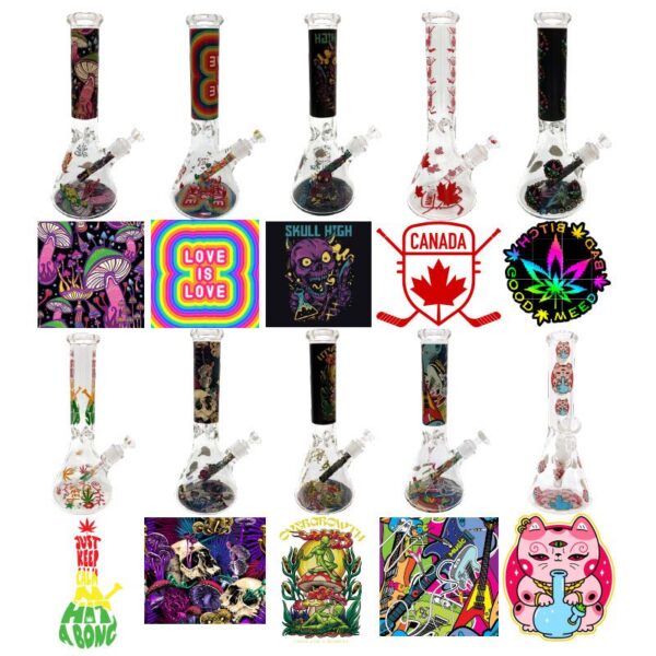 10″ Exclusive Licensed Glass Bong Combo – D (DCK014-Assorted) - Image 2