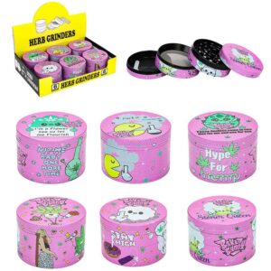 Grinder 4 Parts Cartoon Printed in Pink Color