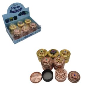 Grinder 4 Parts Embossed Design on Top Golden Color