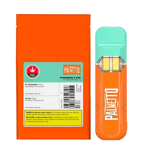 Palmetto - Strawberry & Kiwi 3 in 1 THC Disposable Vape 1G