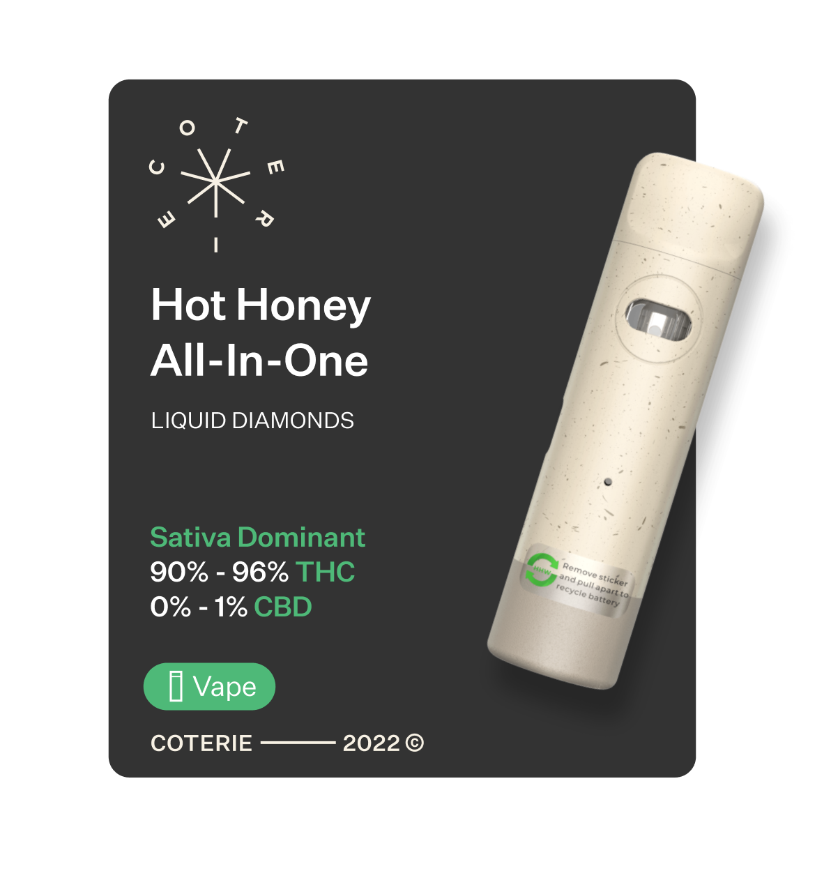 Coterie - Hot Honey Liquid Diamond THC Disposable Vape 1G