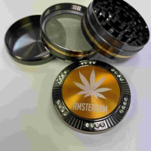 Zinc Grinder – 4 Parts – Black w/ Gold