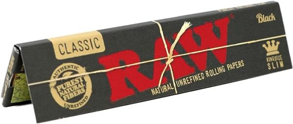 RAW Classic Black King Size Slim Natural Unrefined Ultra Thin 110mm Rolling Papers
