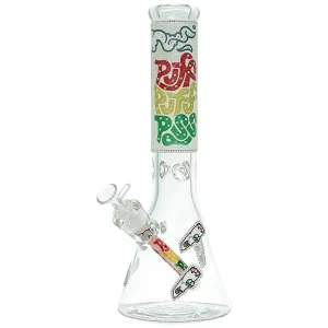 14" 7MM DIAMOND PUFF PUFF PASS GLASS BEAKER BONG