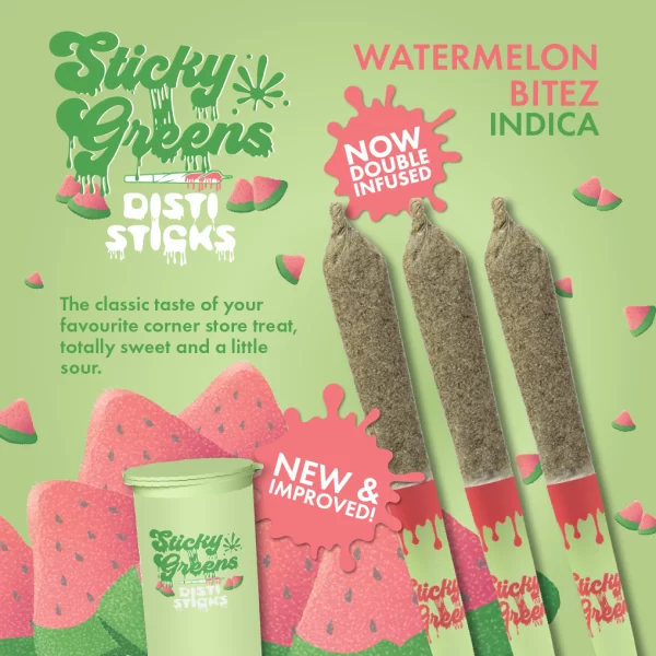 STICKY GREENS - DISTI STICKS WATERMELON BITEZ INFUSED PR3X0.5G - Image 2