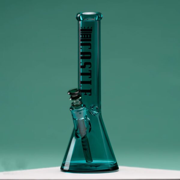 CASTLE GLASSWORKS – ELECTROPLATE 14″ TEAL