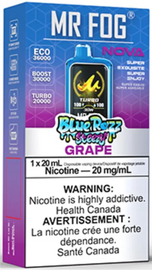 MR FOG – NOVA BLUE RAZZ STEEZY GRAPE DISPOSABLE VAPE