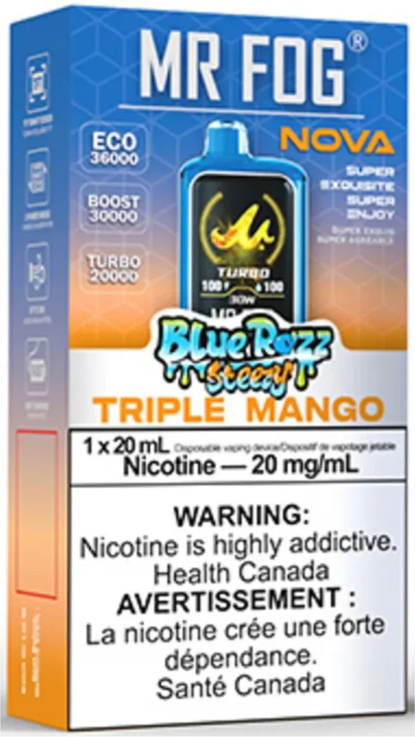 MR FOG – NOVA BLUE RAZZ STEEZY TRIPLE MANGO DISPOSABLE VAPE