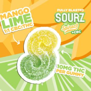 SPINACH – SOURZ MANGO LIME 1:1 CBC|THC GUMMY