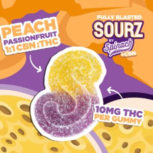 SPINACH - SOURZ PEACH PASSIONFRUIT 1:1 CBN|THC GUMMY