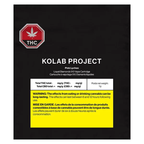 KOLAB PROJECT – PINK LYCHEE LIQUID DIAMONDS510 VAPE CART 1G SATIVA