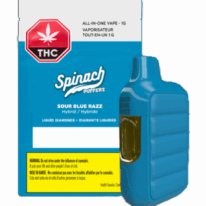 SPINACH PUFFERZ – SOUR BLUE RAZZ THC DISPOSABLE VAPE 1G HYBRID