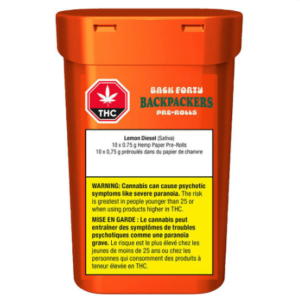 BACK FORTY – BACKPACKERS LEMON DIESEL HEMP'ED PR10X0.75G SATIVA
